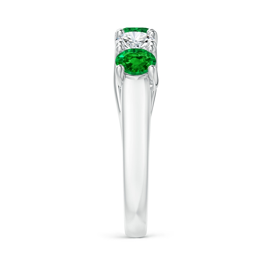 4.5mm AAAA Half Eternity 5 Stone Emerald and Diamond Wedding Band in P950 Platinum side 299