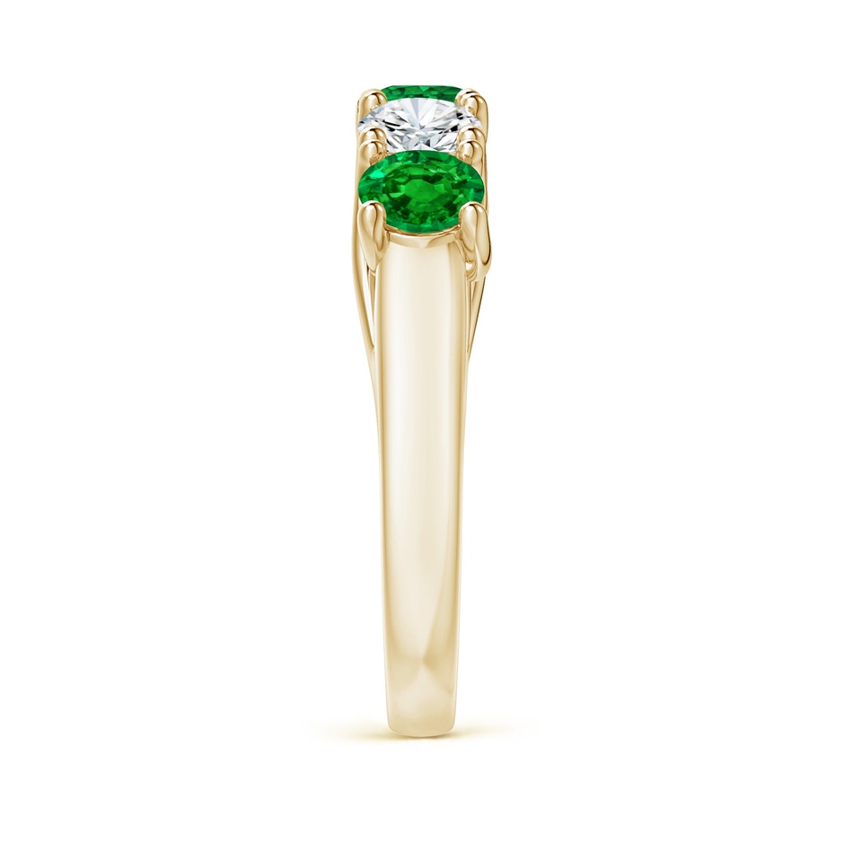 4.5mm AAAA Half Eternity 5 Stone Emerald and Diamond Wedding Band in Yellow Gold side 299