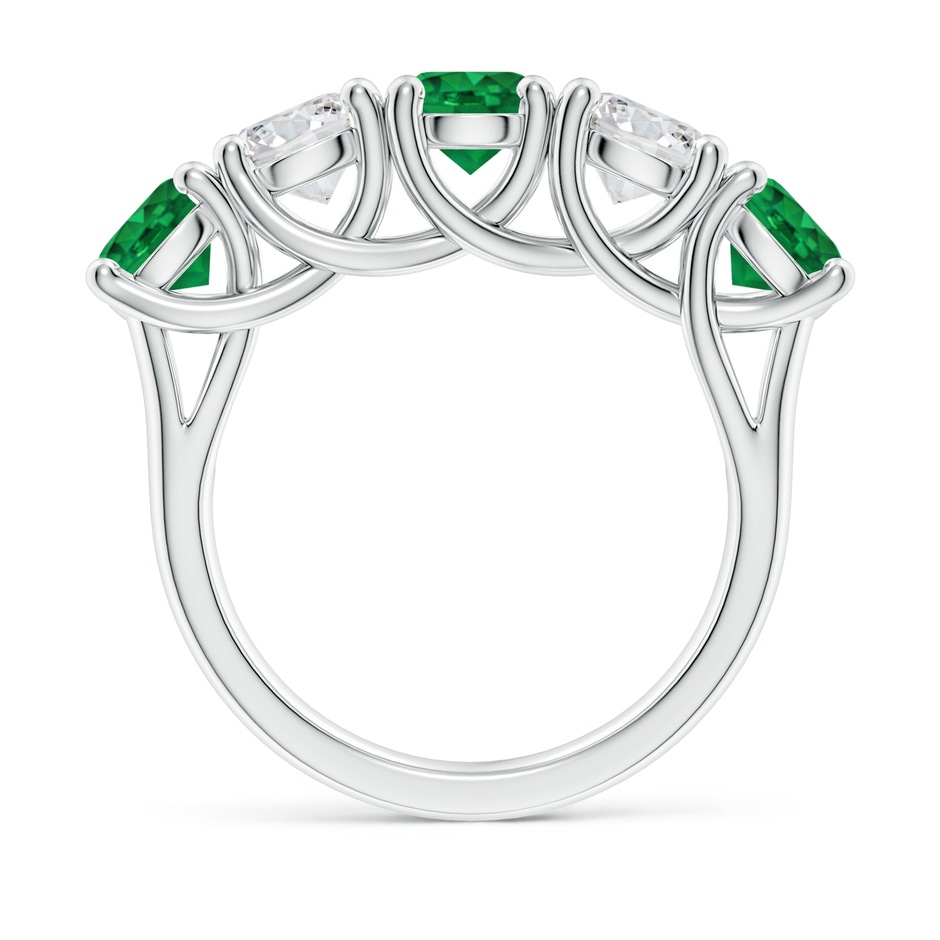 5.5mm AAA Half Eternity 5 Stone Emerald and Diamond Wedding Band in White Gold side 199