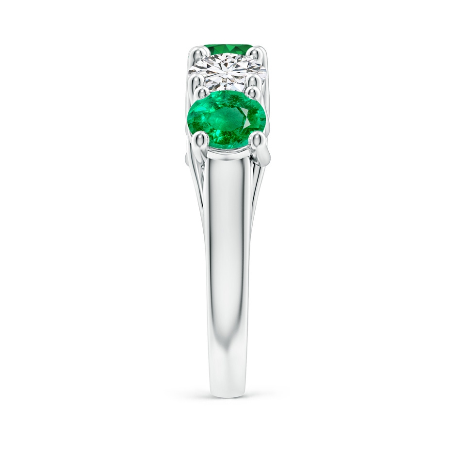 5.5mm AAA Half Eternity 5 Stone Emerald and Diamond Wedding Band in White Gold side 299