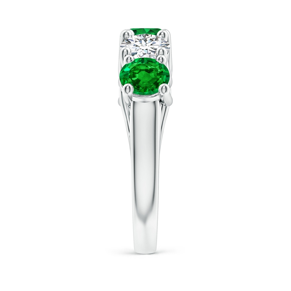 5.5mm AAAA Half Eternity 5 Stone Emerald and Diamond Wedding Band in P950 Platinum side 299
