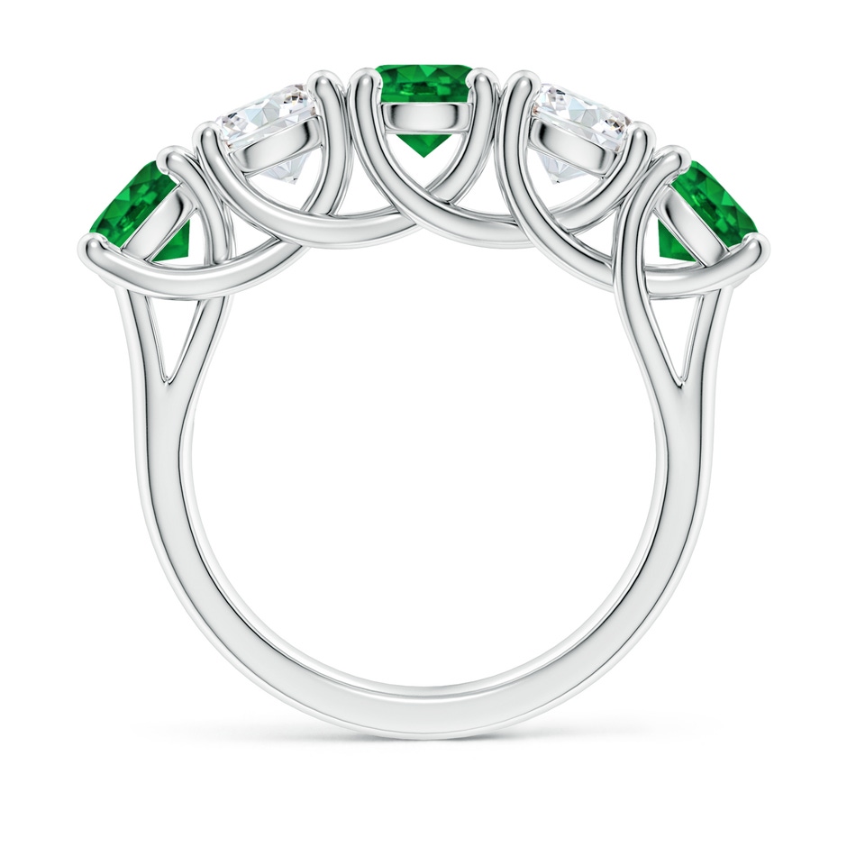 5.5mm AAAA Half Eternity 5 Stone Emerald and Diamond Wedding Band in White Gold side 199