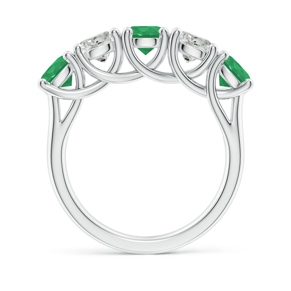 5mm A Half Eternity 5 Stone Emerald and Diamond Wedding Band in P950 Platinum side 199