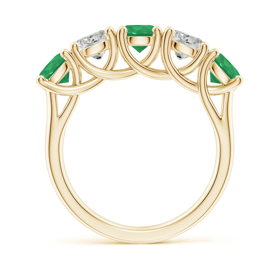 5mm A Half Eternity 5 Stone Emerald and Diamond Wedding Band in Yellow Gold side 199