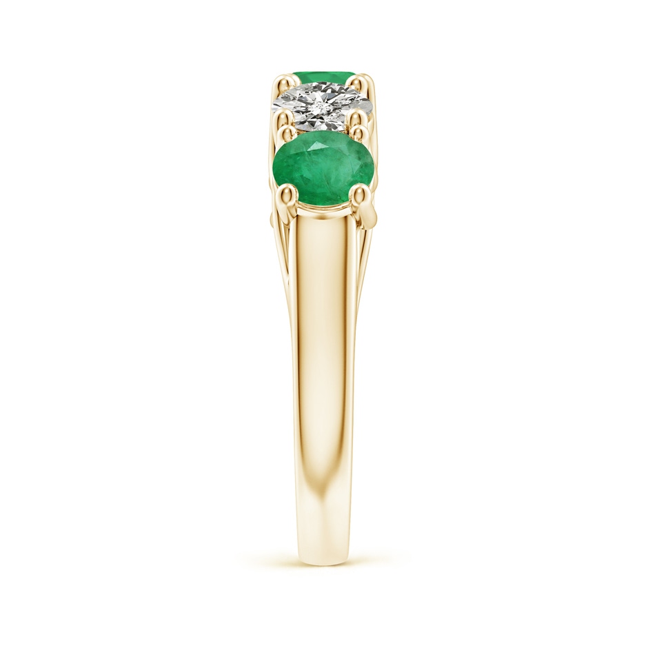 5mm A Half Eternity 5 Stone Emerald and Diamond Wedding Band in Yellow Gold side 299