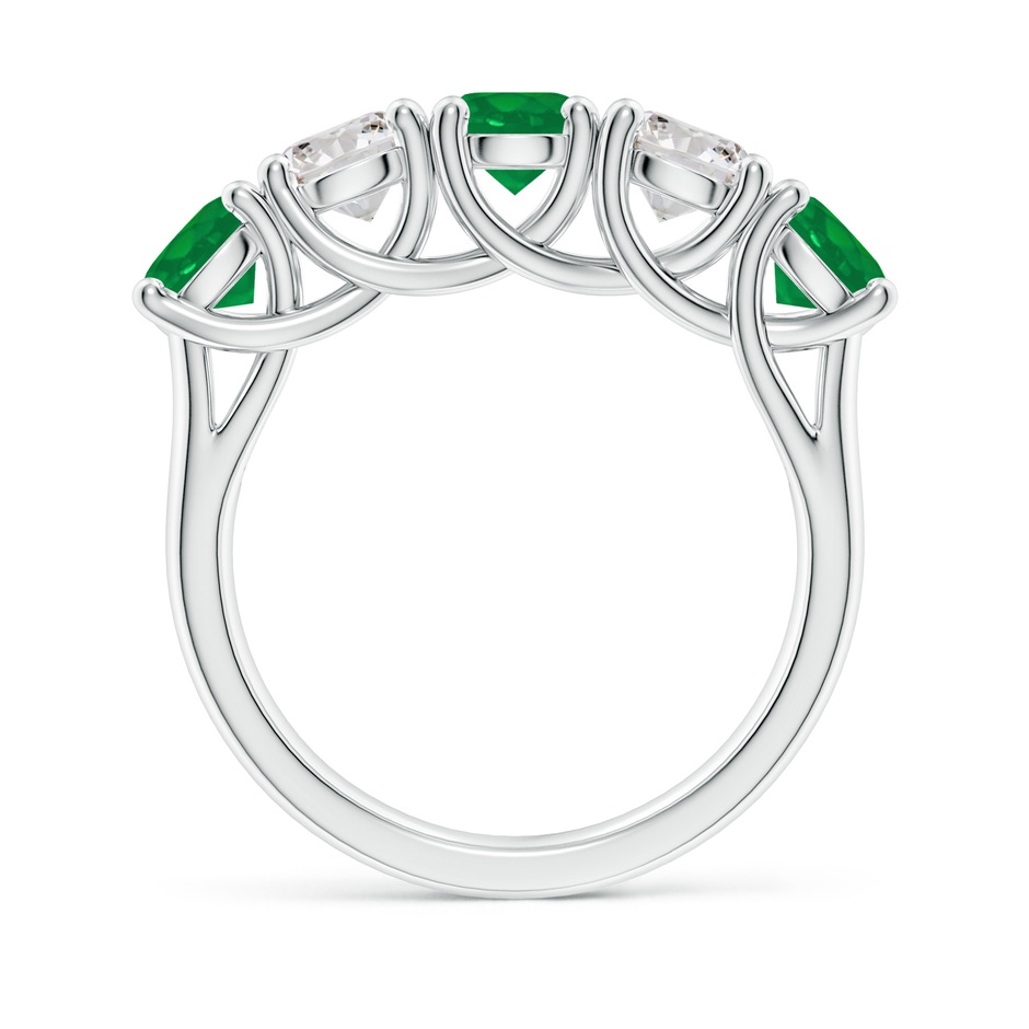 5mm AA Half Eternity 5 Stone Emerald and Diamond Wedding Band in White Gold side 199