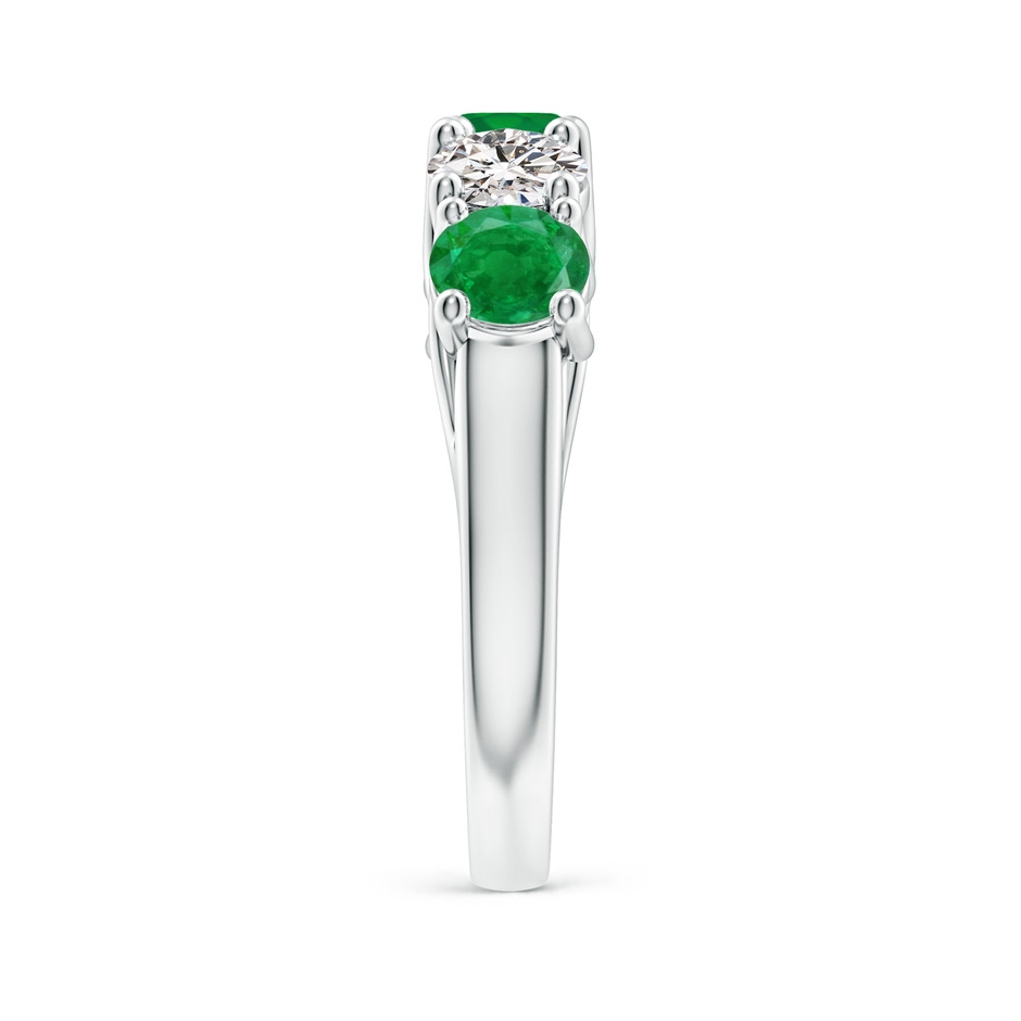 5mm AA Half Eternity 5 Stone Emerald and Diamond Wedding Band in White Gold side 299