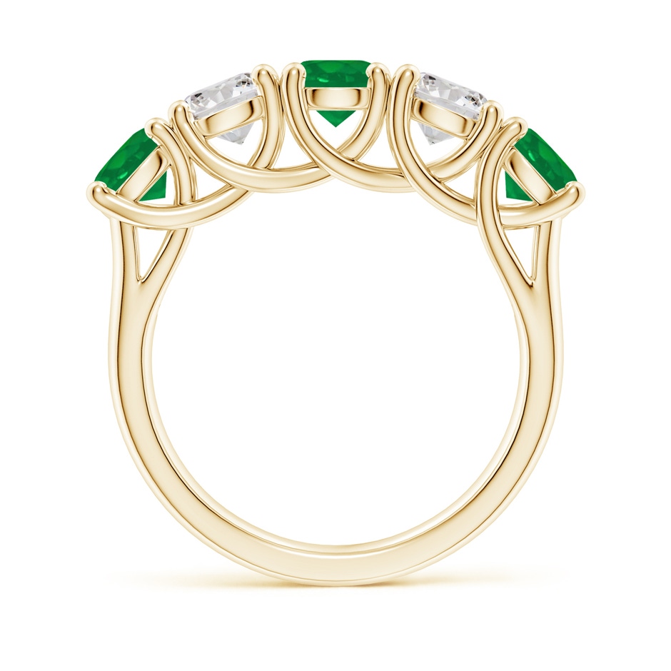 5mm AA Half Eternity 5 Stone Emerald and Diamond Wedding Band in Yellow Gold side 199