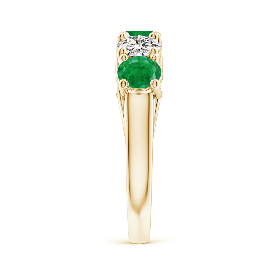 5mm AA Half Eternity 5 Stone Emerald and Diamond Wedding Band in Yellow Gold side 299