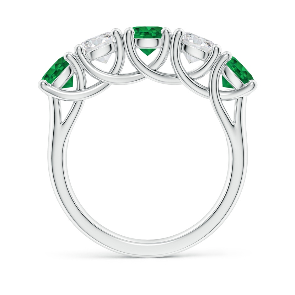 5mm AAA Half Eternity 5 Stone Emerald and Diamond Wedding Band in P950 Platinum side 199