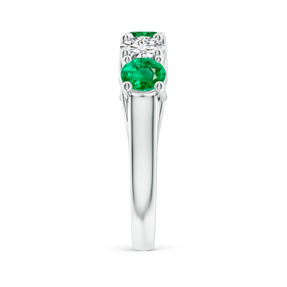 5mm AAA Half Eternity 5 Stone Emerald and Diamond Wedding Band in P950 Platinum side 299