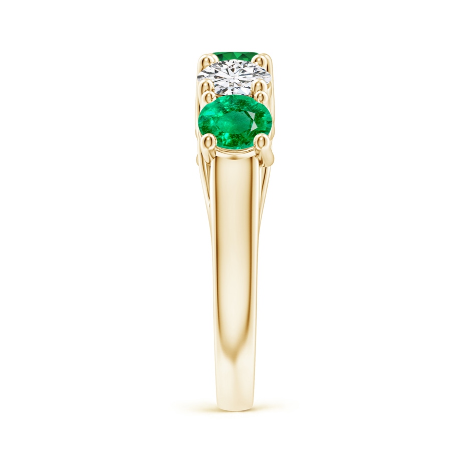 5mm AAA Half Eternity 5 Stone Emerald and Diamond Wedding Band in Yellow Gold side 299