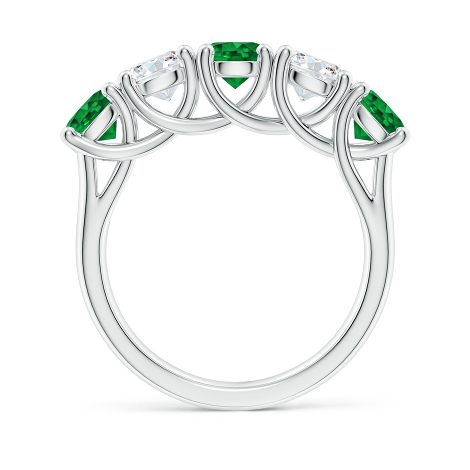 5mm AAAA Half Eternity 5 Stone Emerald and Diamond Wedding Band in White Gold side 199