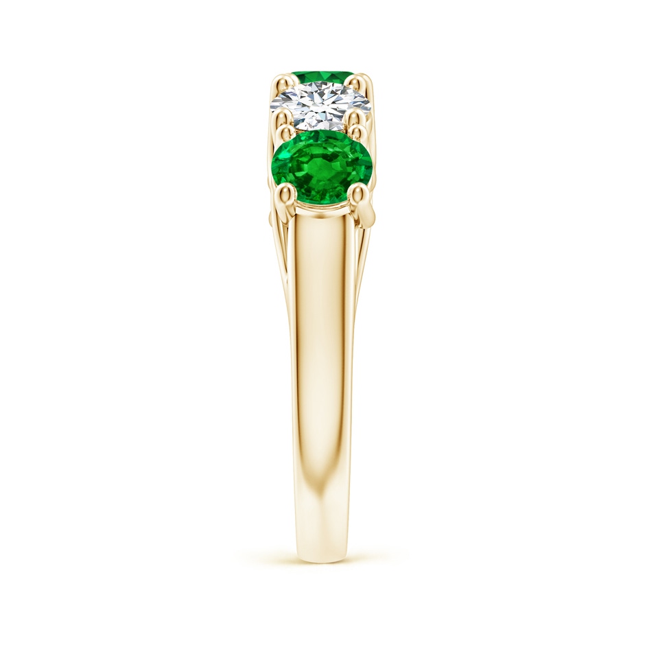 5mm AAAA Half Eternity 5 Stone Emerald and Diamond Wedding Band in Yellow Gold side 299