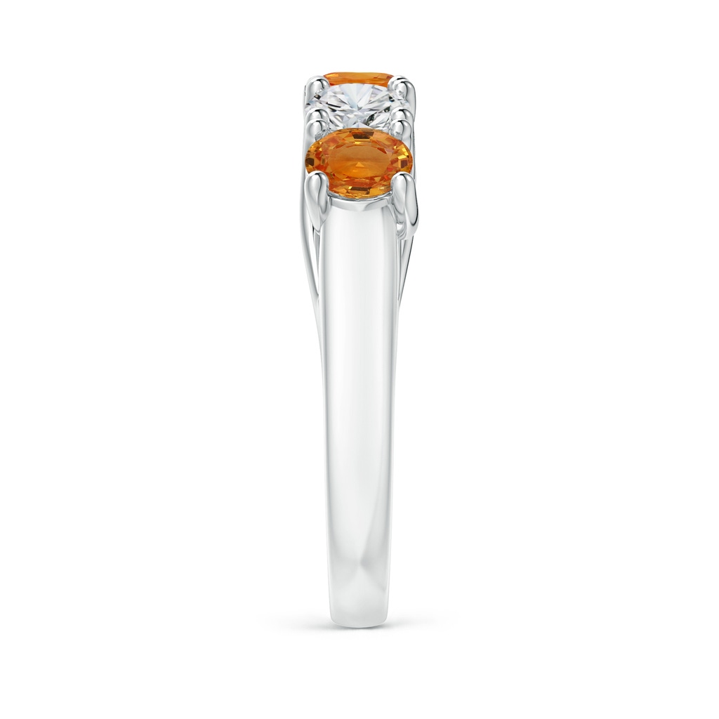 4.5mm AAA Half Eternity 5 Stone Orange Sapphire & Diamond Wedding Band in White Gold Side-2