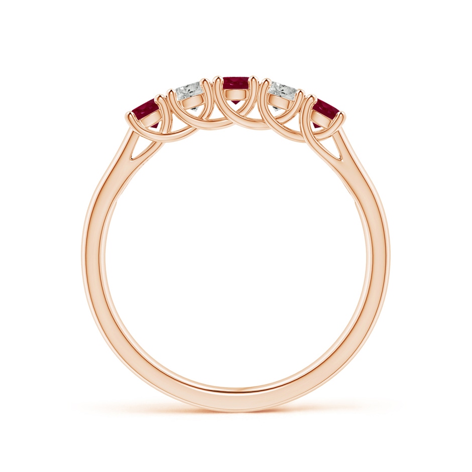 2.8mm A Half Eternity Five Stone Ruby and Diamond Wedding Band in Rose Gold side 199