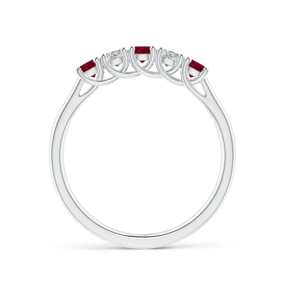 2.8mm A Half Eternity Five Stone Ruby and Diamond Wedding Band in White Gold side 199