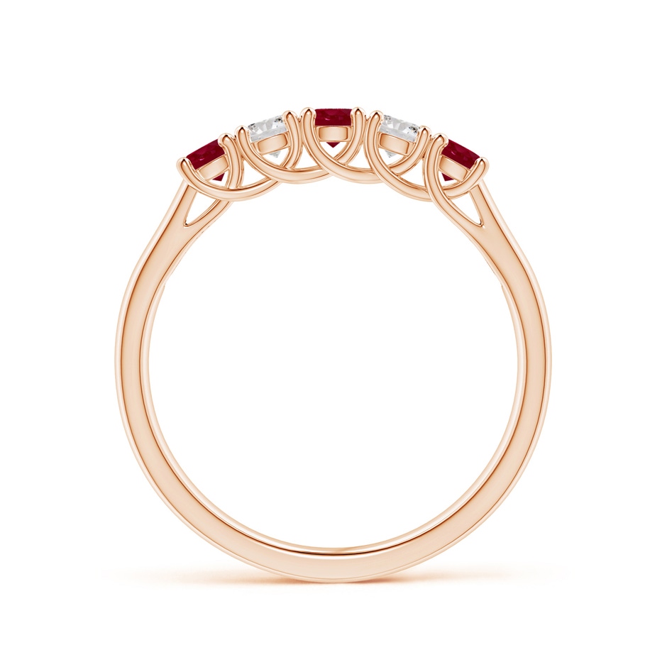 2.8mm AA Half Eternity Five Stone Ruby and Diamond Wedding Band in Rose Gold side 199