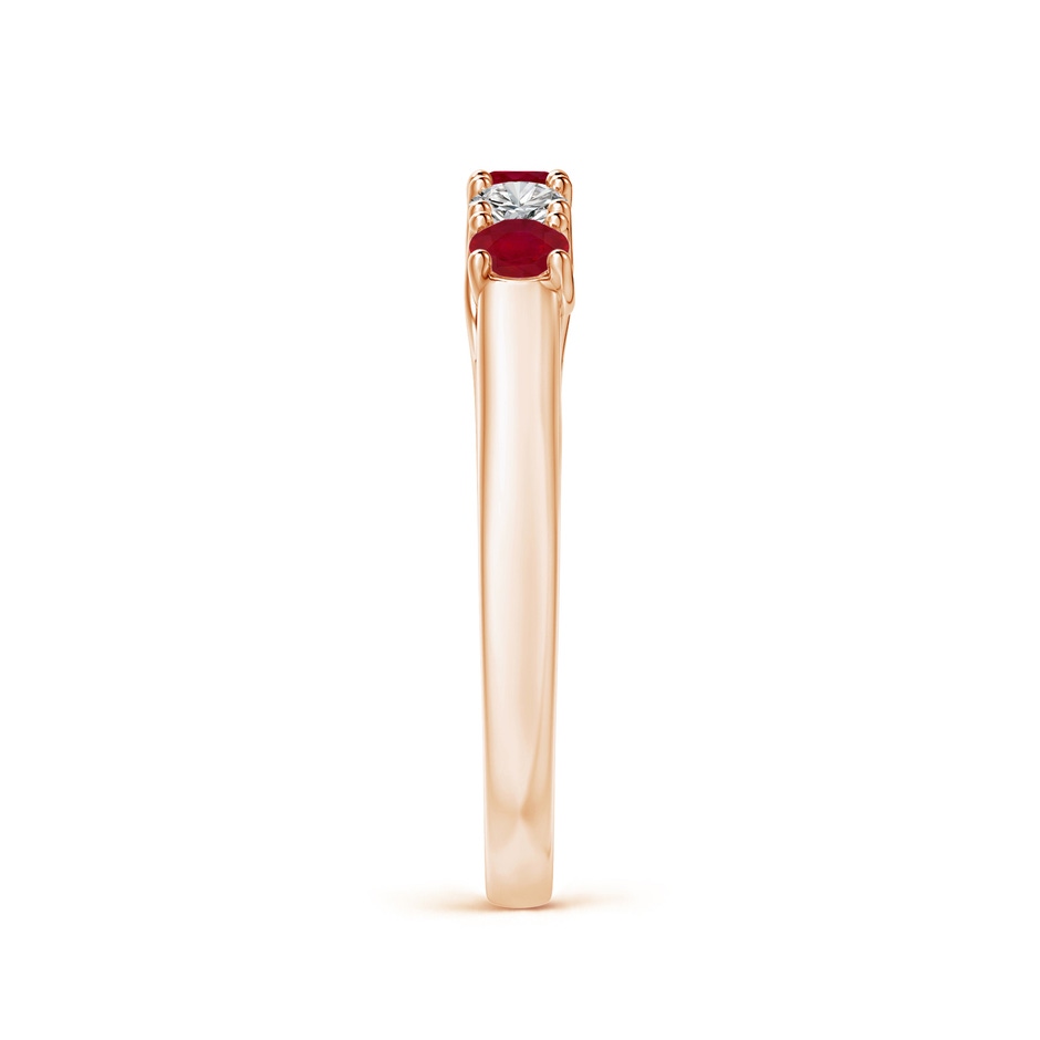 2.8mm AA Half Eternity Five Stone Ruby and Diamond Wedding Band in Rose Gold side 299