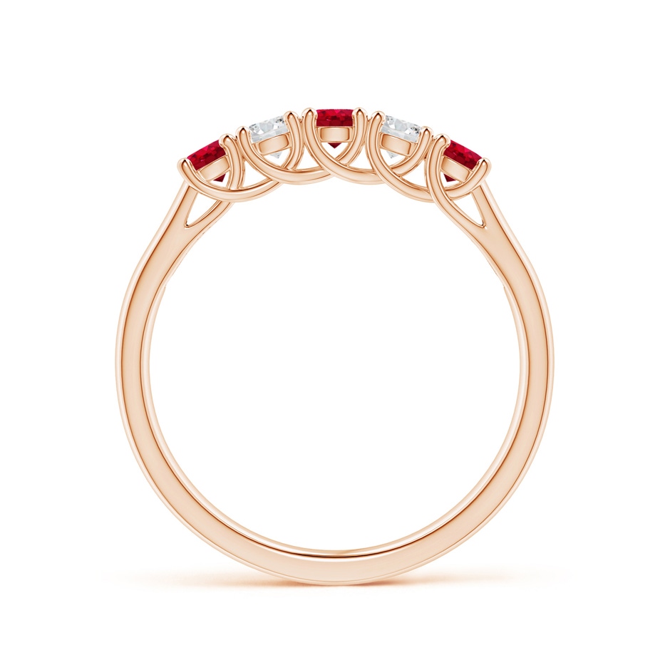 2.8mm AAA Half Eternity Five Stone Ruby and Diamond Wedding Band in Rose Gold side 199