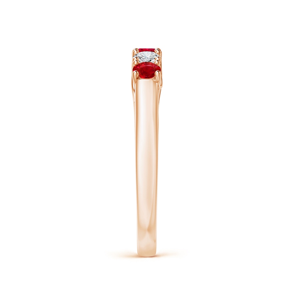 2.8mm AAA Half Eternity Five Stone Ruby and Diamond Wedding Band in Rose Gold side 299