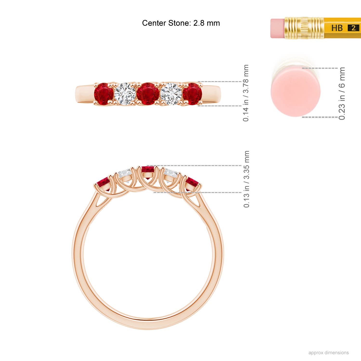 AAA - Ruby / 0.5 CT / 14 KT Rose Gold