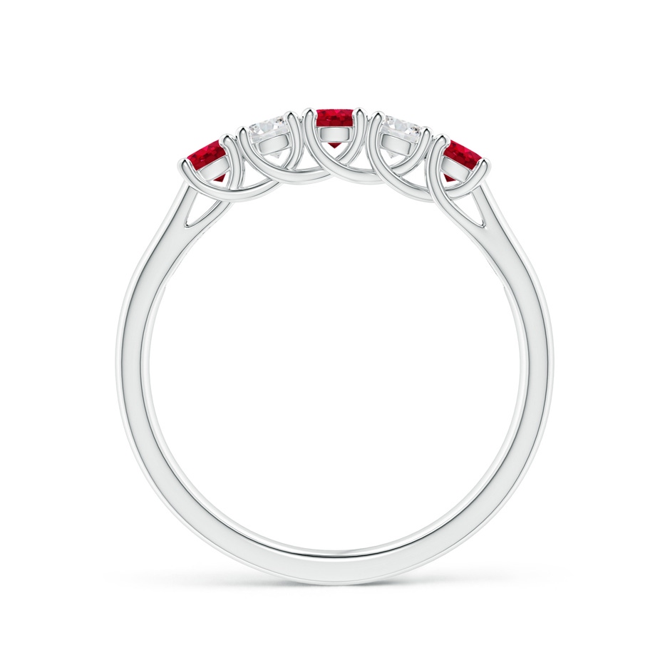 2.8mm AAA Half Eternity Five Stone Ruby and Diamond Wedding Band in White Gold side 199