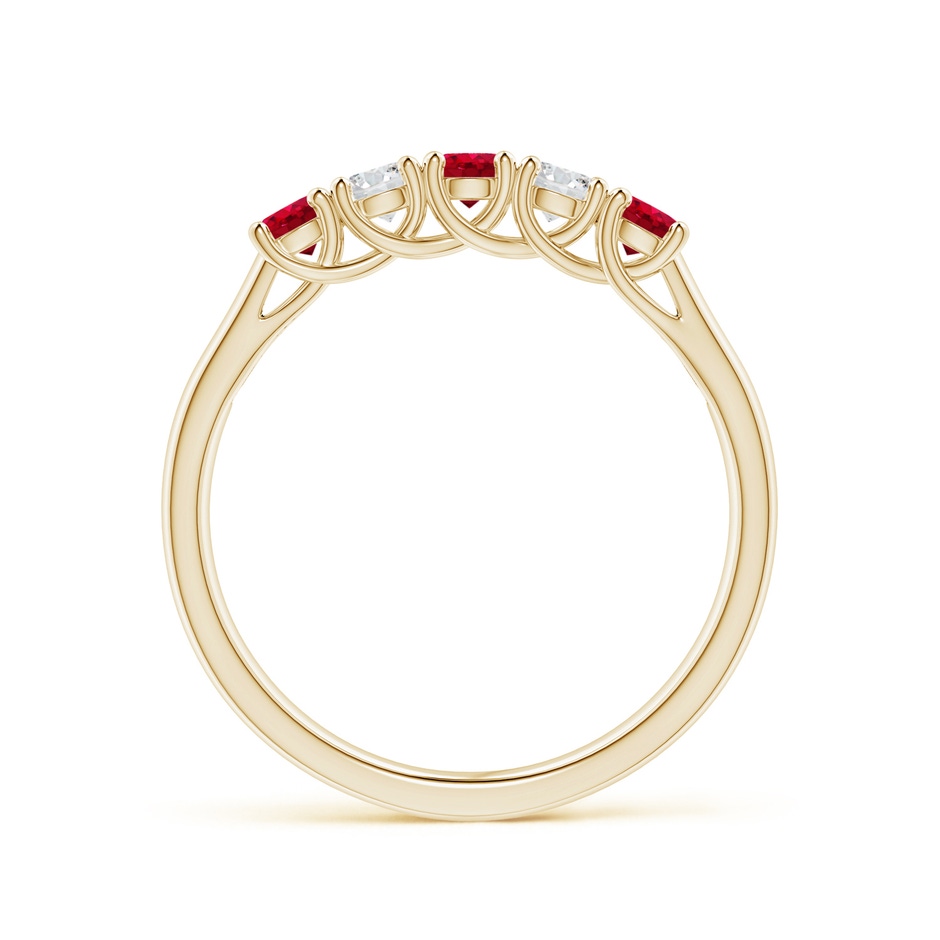 2.8mm AAA Half Eternity Five Stone Ruby and Diamond Wedding Band in Yellow Gold side 199