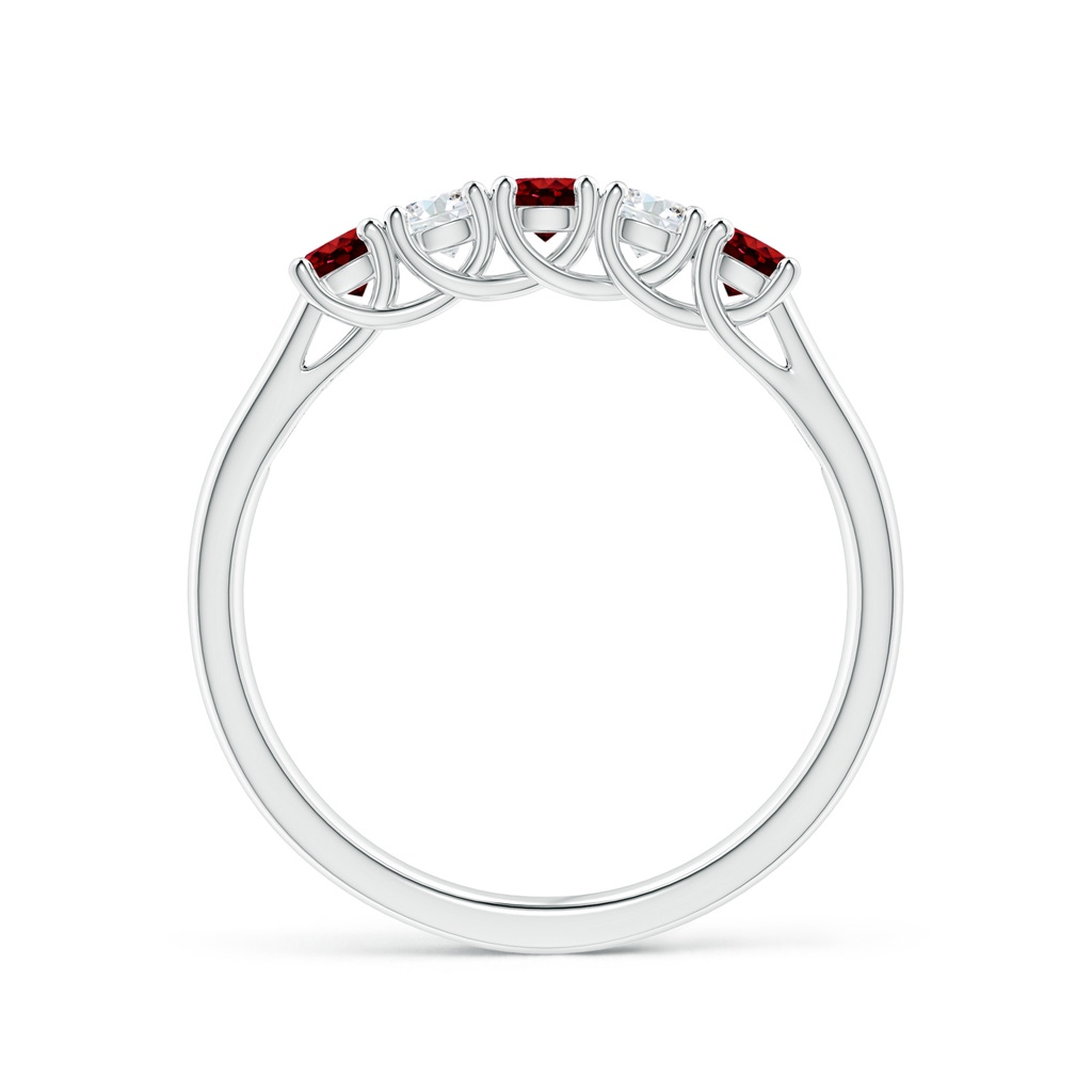 2.8mm AAAA Half Eternity Five Stone Ruby and Diamond Wedding Band in P950 Platinum - side 199