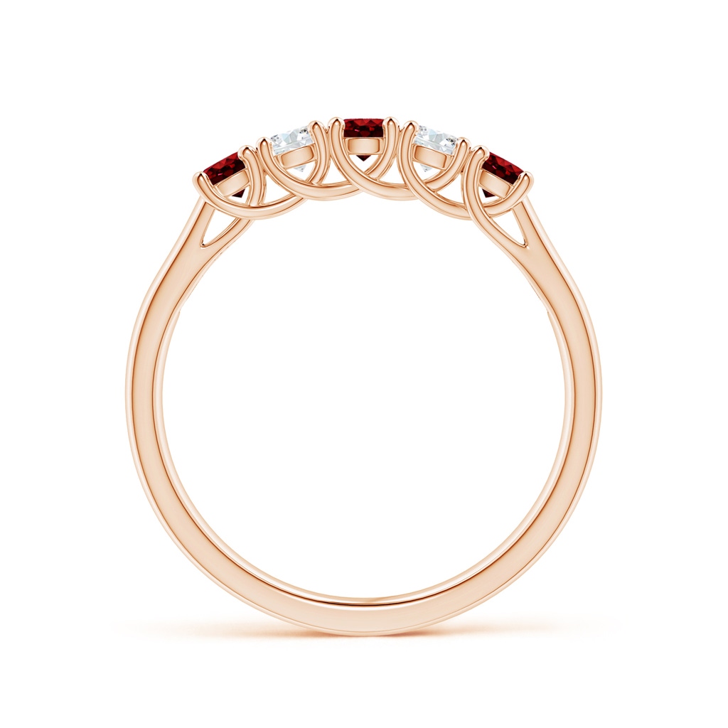 2.8mm AAAA Half Eternity Five Stone Ruby and Diamond Wedding Band in Rose Gold - side 199