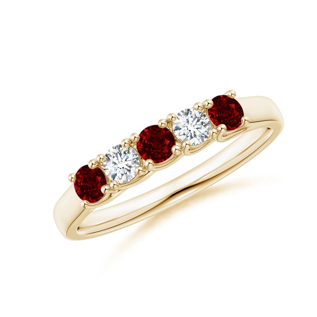 Vintage Style Three Stone Ruby Wedding Band | Angara