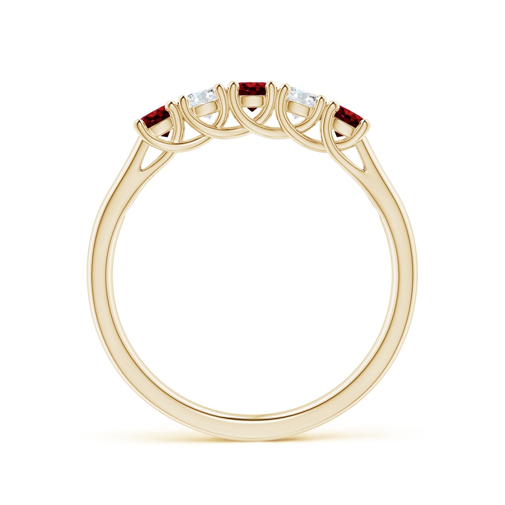 2.8mm AAAA Half Eternity Five Stone Ruby and Diamond Wedding Band in Yellow Gold Side 199