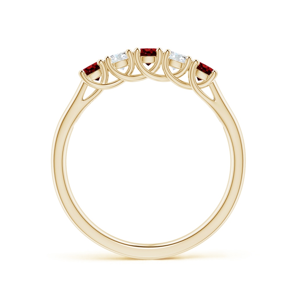 2.8mm AAAA Half Eternity Five Stone Ruby and Diamond Wedding Band in Yellow Gold - side 199