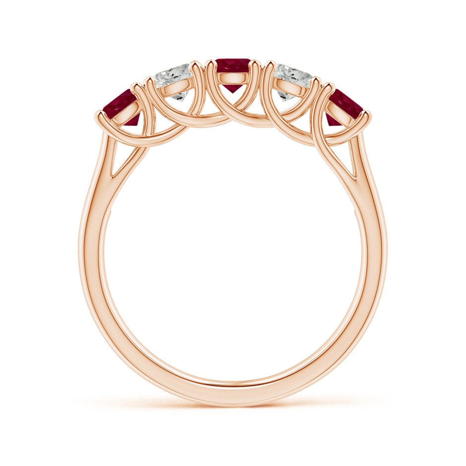 3.8mm A Half Eternity Five Stone Ruby and Diamond Wedding Band in Rose Gold side 199