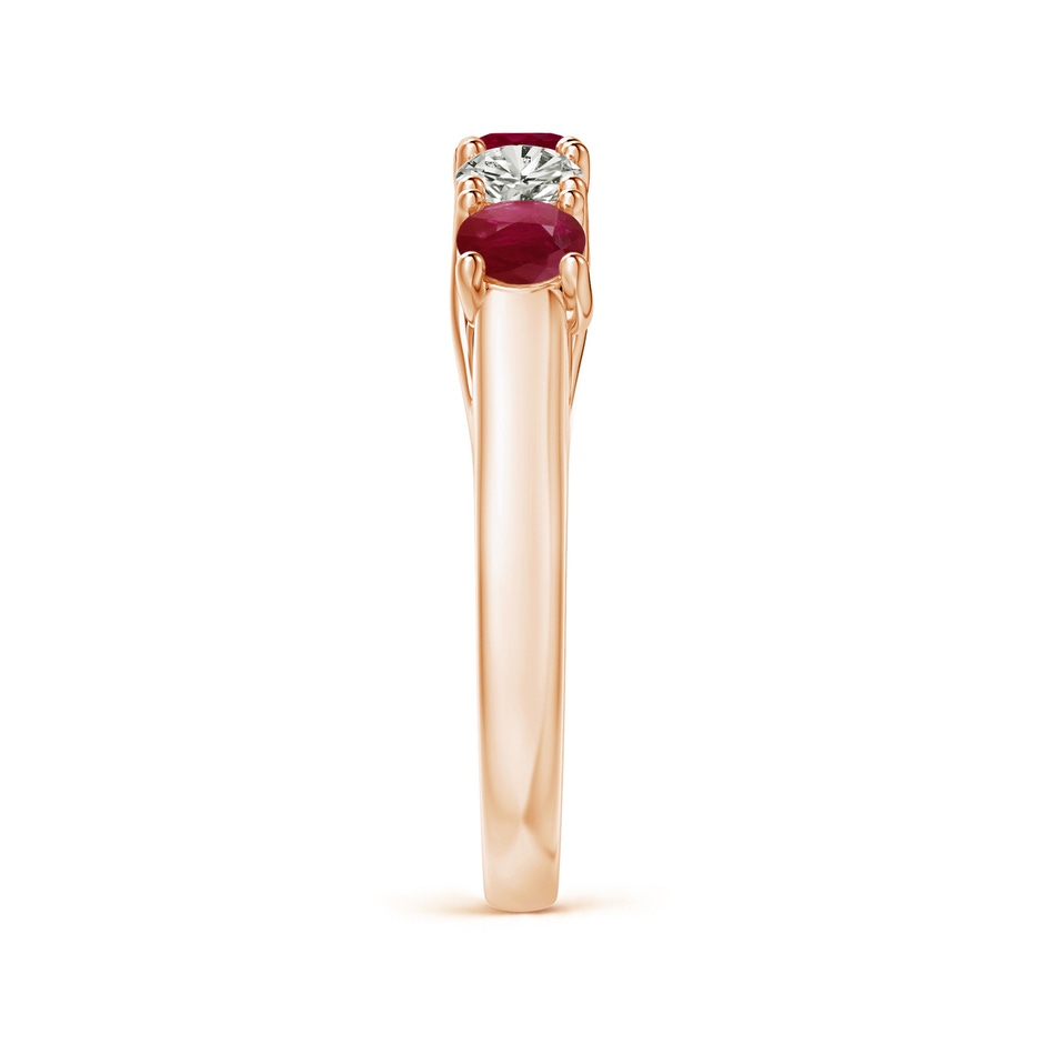 3.8mm A Half Eternity Five Stone Ruby and Diamond Wedding Band in Rose Gold side 299