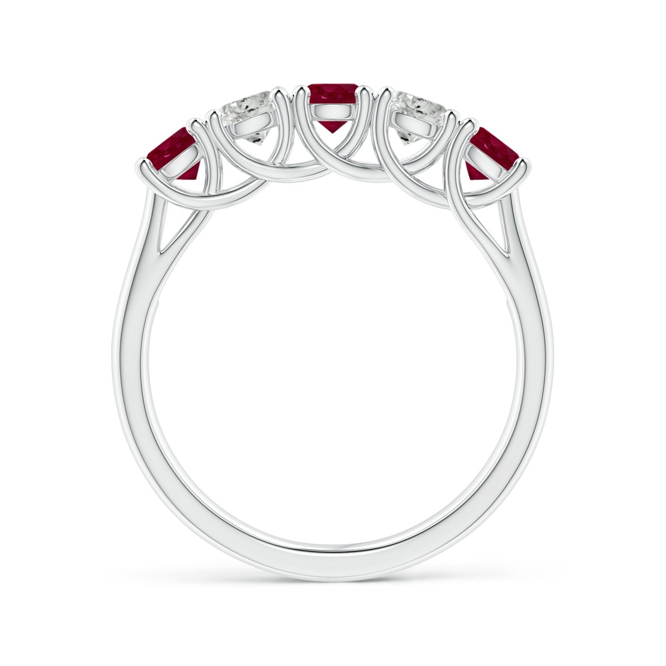 3.8mm A Half Eternity Five Stone Ruby and Diamond Wedding Band in White Gold side 199