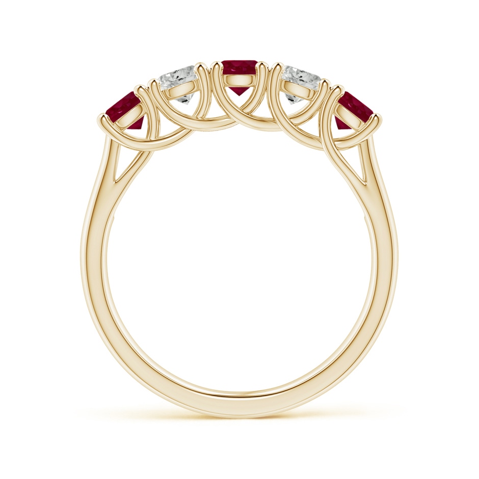 3.8mm A Half Eternity Five Stone Ruby and Diamond Wedding Band in Yellow Gold side 199