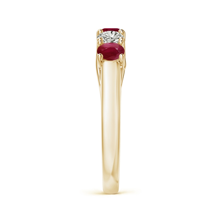 3.8mm A Half Eternity Five Stone Ruby and Diamond Wedding Band in Yellow Gold side 299