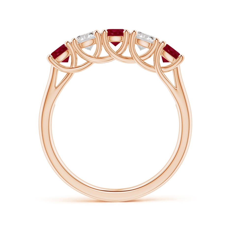 3.8mm AA Half Eternity Five Stone Ruby and Diamond Wedding Band in Rose Gold side 199
