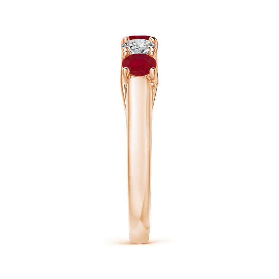 3.8mm AA Half Eternity Five Stone Ruby and Diamond Wedding Band in Rose Gold side 299