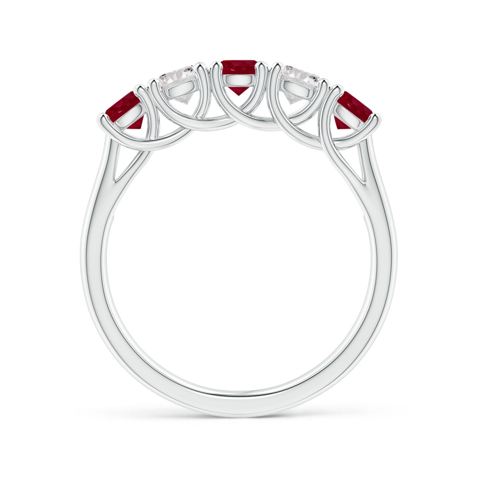 3.8mm AA Half Eternity Five Stone Ruby and Diamond Wedding Band in White Gold side 199