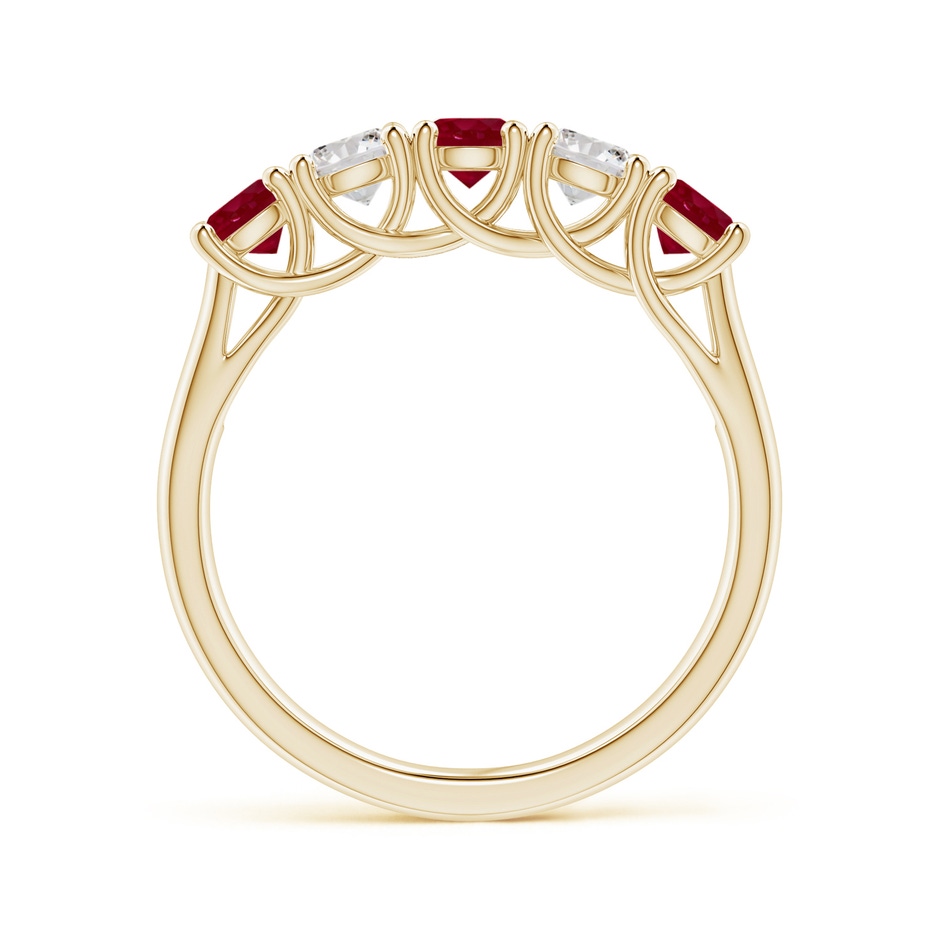 3.8mm AA Half Eternity Five Stone Ruby and Diamond Wedding Band in Yellow Gold side 199