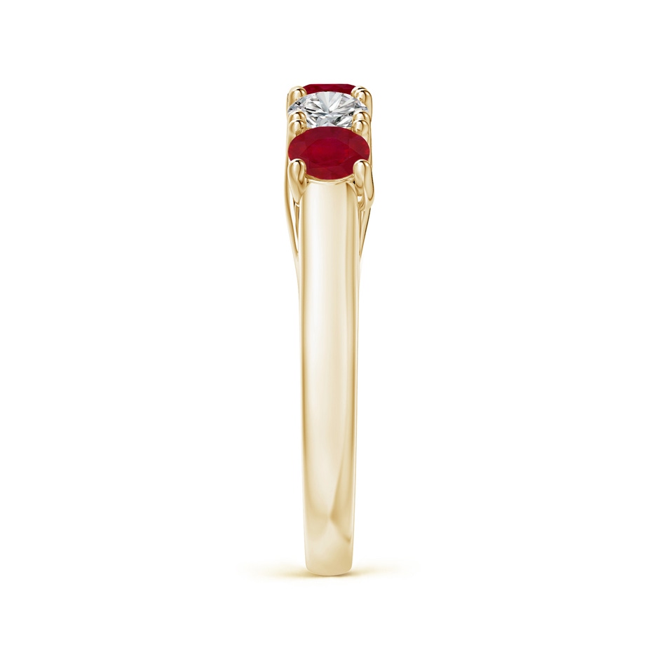 3.8mm AA Half Eternity Five Stone Ruby and Diamond Wedding Band in Yellow Gold side 299