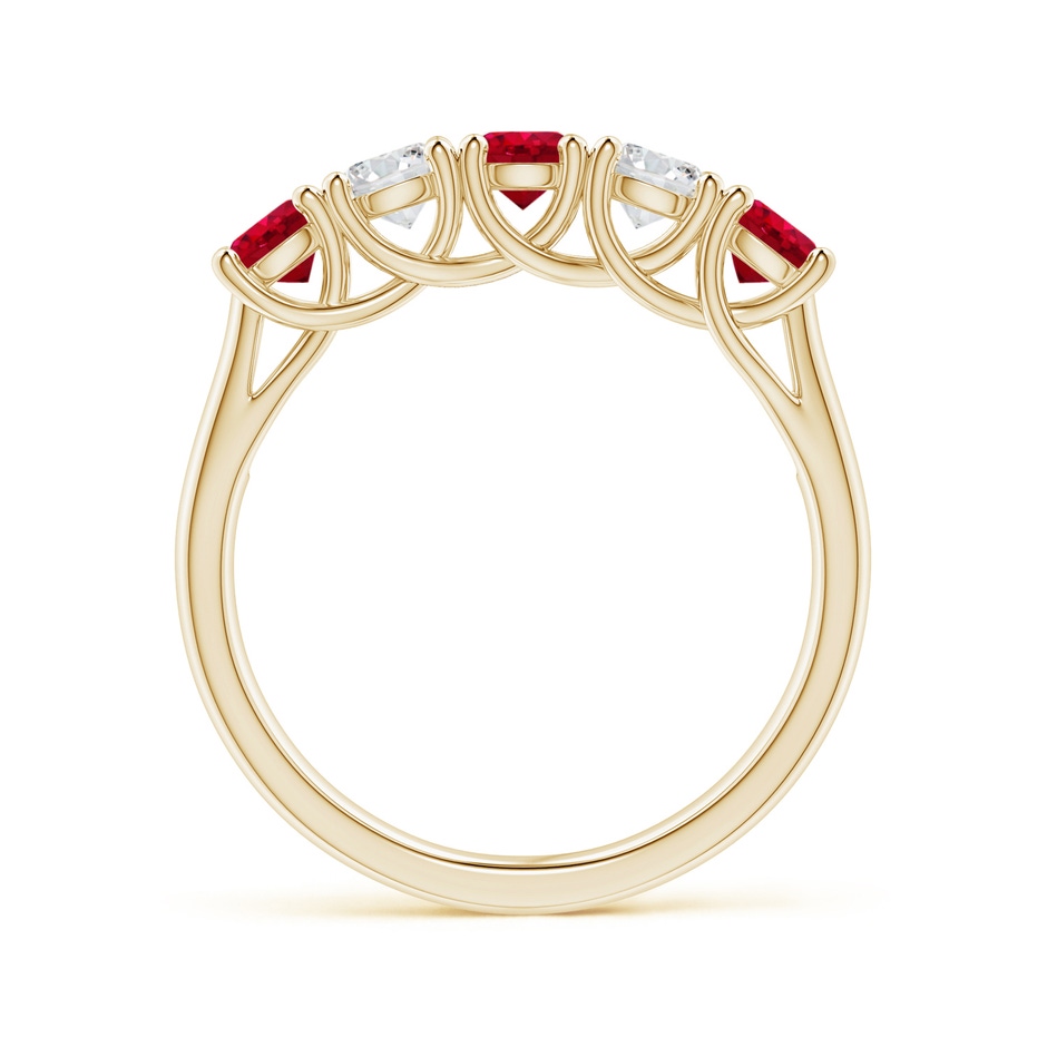 3.8mm AAA Half Eternity Five Stone Ruby and Diamond Wedding Band in Yellow Gold side 199