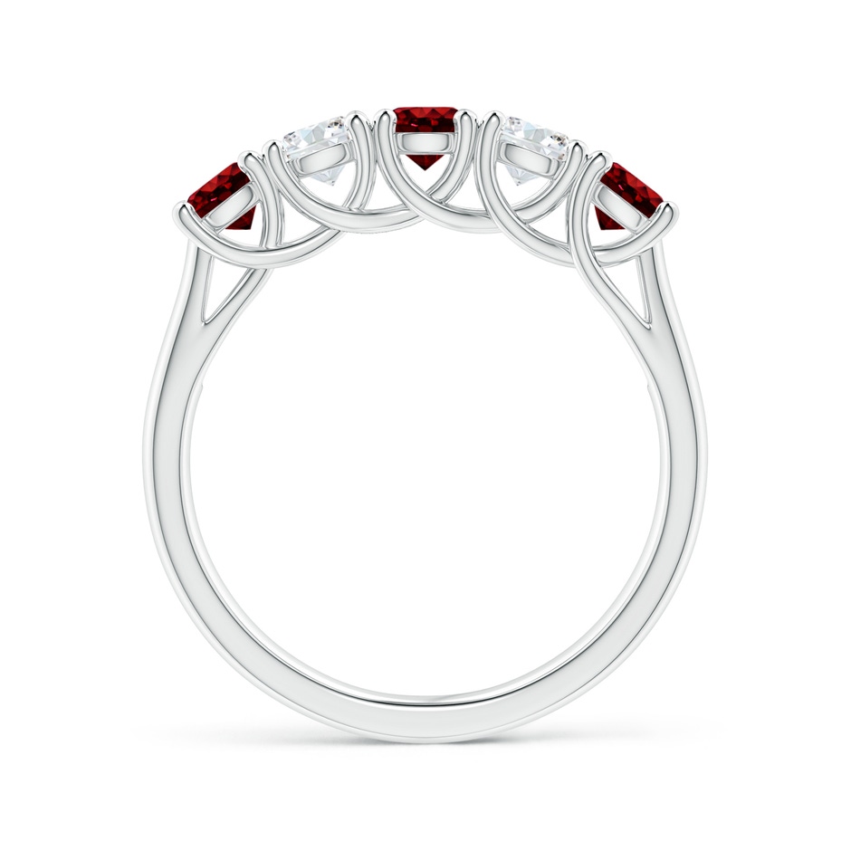3.8mm AAAA Half Eternity Five Stone Ruby and Diamond Wedding Band in P950 Platinum side 199