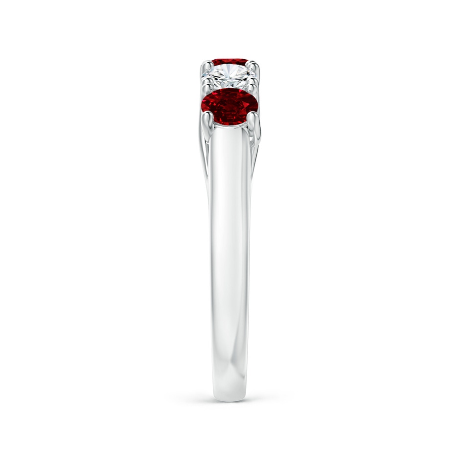 3.8mm AAAA Half Eternity Five Stone Ruby and Diamond Wedding Band in P950 Platinum side 299