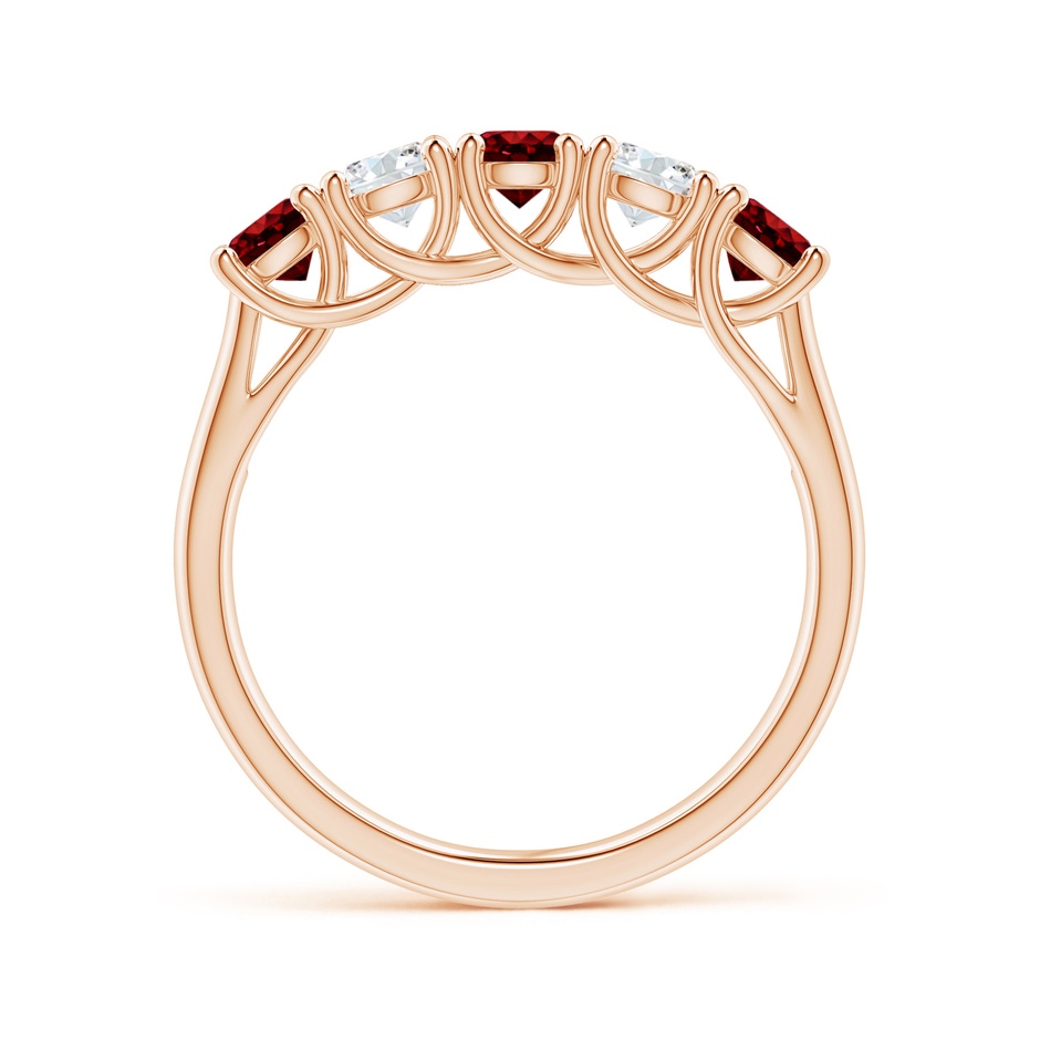 3.8mm AAAA Half Eternity Five Stone Ruby and Diamond Wedding Band in Rose Gold side 199