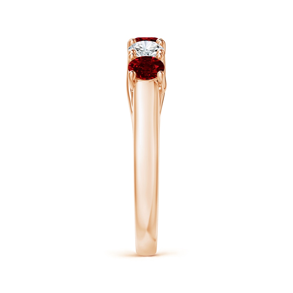 3.8mm AAAA Half Eternity Five Stone Ruby and Diamond Wedding Band in Rose Gold side 299
