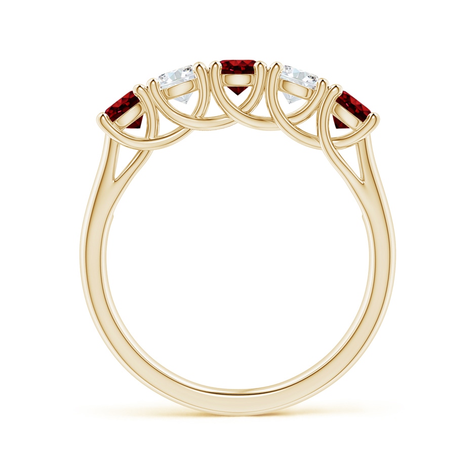 3.8mm AAAA Half Eternity Five Stone Ruby and Diamond Wedding Band in Yellow Gold side 199