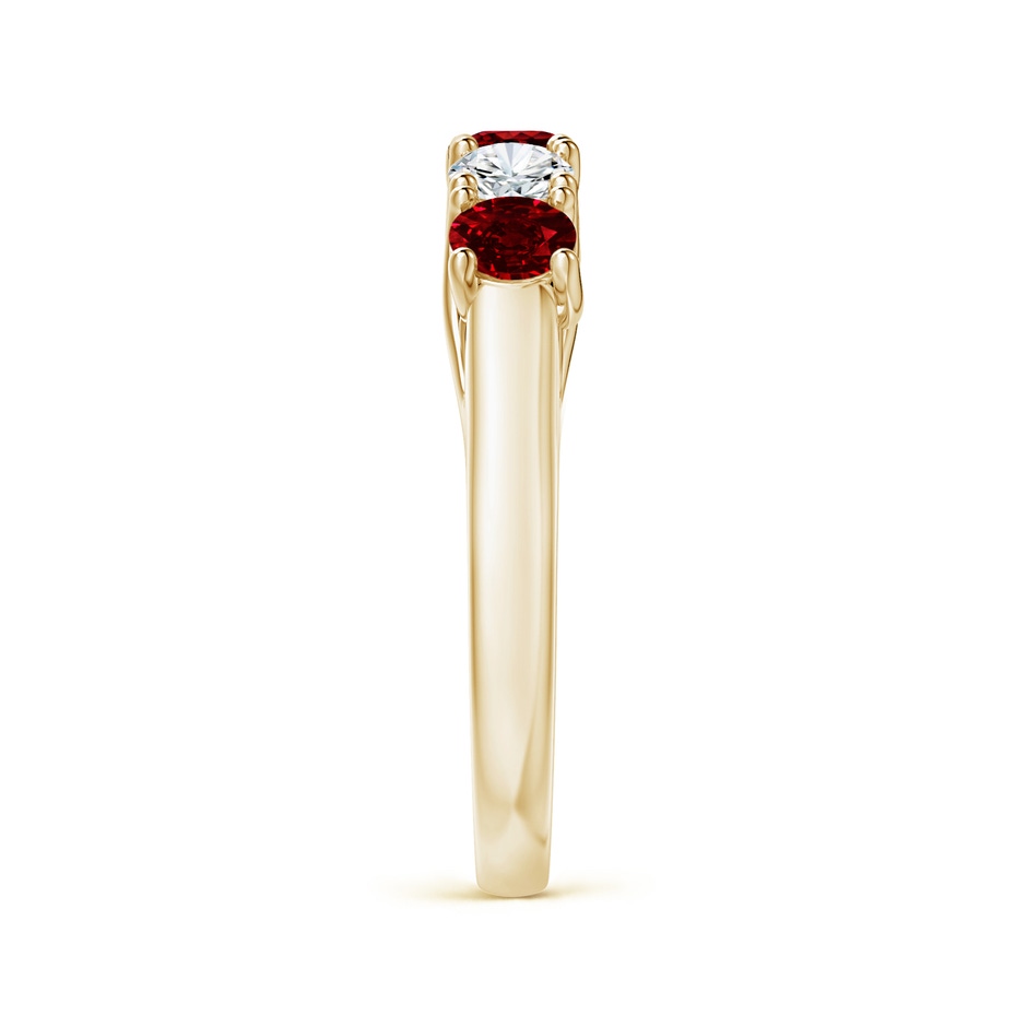 3.8mm AAAA Half Eternity Five Stone Ruby and Diamond Wedding Band in Yellow Gold side 299